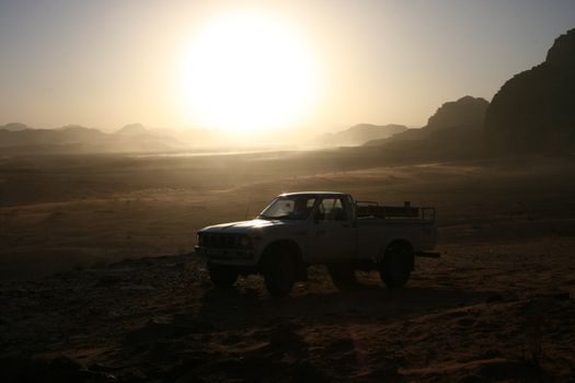 A beautiful sunset in Wadi Rum, Jordan