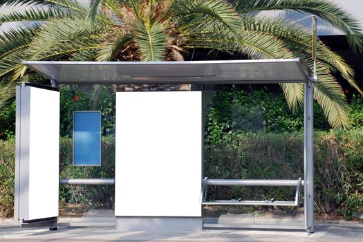A Blank white Sign on Bus station