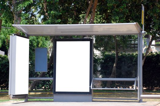 A Blank white Sign on Bus station