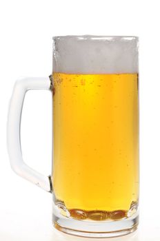 Pint of beer or lager isolated on white background