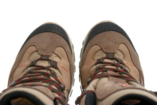Hiking boots isolated on a white background.
