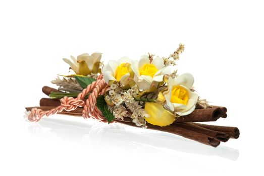 Beautiful flower arrangement isolated on white background.