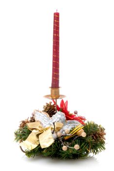 Christmas arrangement on white background.