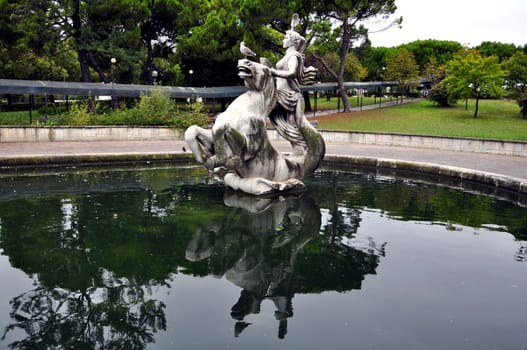 Portugal park lake fountain and sculpture wood nature landscape