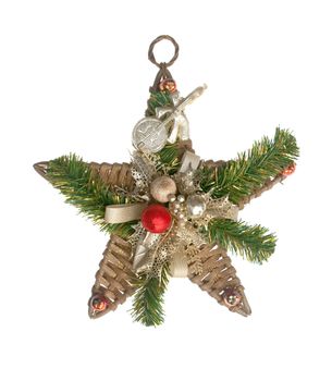 Star Christmas decoration isolated on the white background.