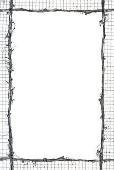 Net and straw frame isolated on white background.