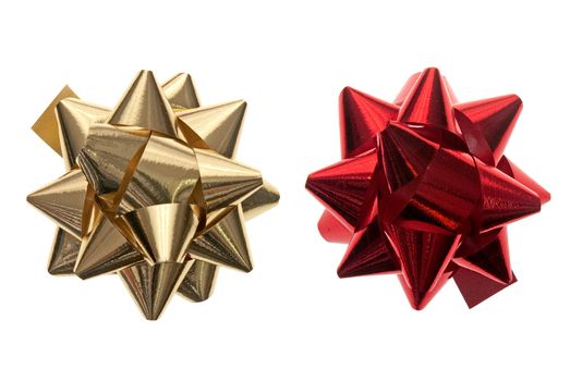 Two shiny bows isolated on the white background.