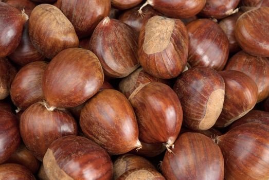 Close up chestnuts background.