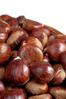 Chestnuts background isolated on white background.