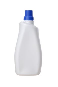 White plastic bottle blue cap isolated on white with clipping paths.