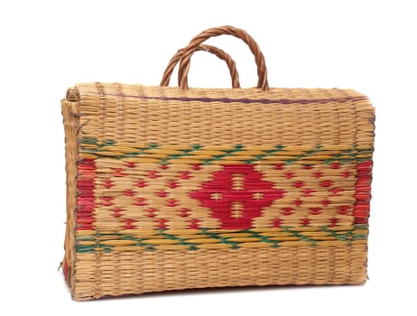 Wicker basket isolated on white background.