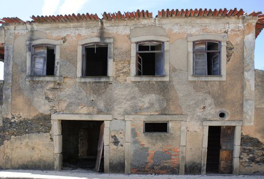 Abandoned old building without doors and windows.