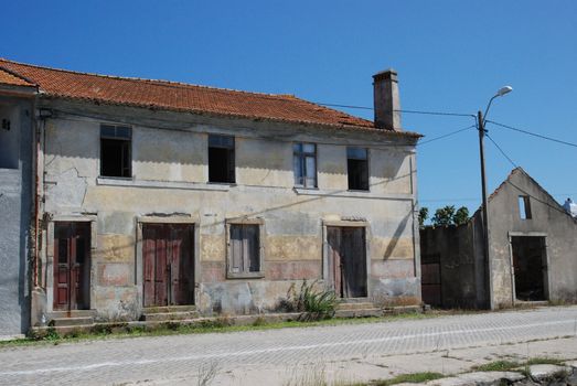 Abandoned old building without doors and windows.