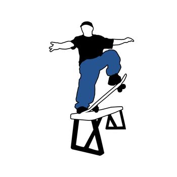 Silhouettes of a skateboarder.