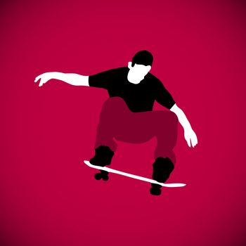 Silhouettes of a skateboarder.