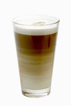 Glass of italian latte macchiato - isolated on white background