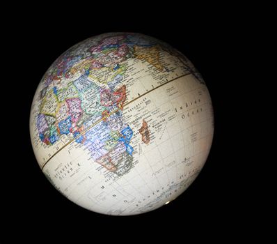 Isolated earth globe on black background