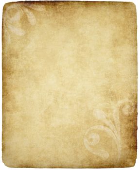 large old paper or parchment background texture with large floral design