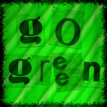 Go green written on green background with flowery frame