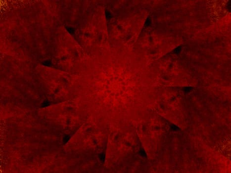 Red grunge background with kaleidoscope effect.