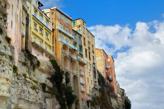 Ancient houses in Tropea, Italy. Copy space.