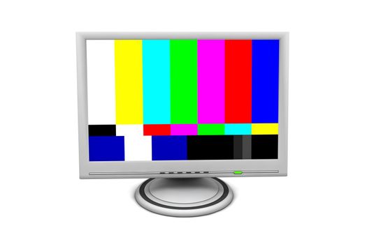 flat screen lcd computer monitor with a SMTPE test pattern and green status led