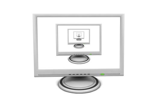 flat screen lcd computer monitor with a green status led - recursively diplayed