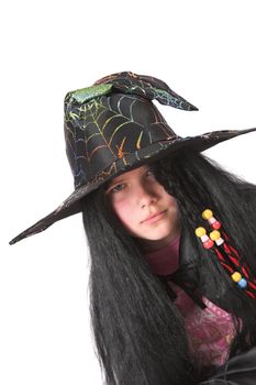 Little girl dressed up like a witch for Halloween