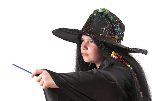 Little girl playing witch during Hallowee