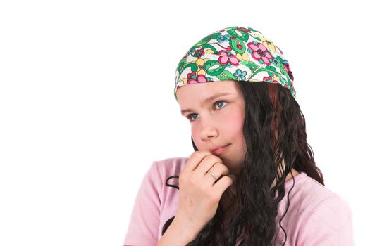 Cute shy girl with bandana