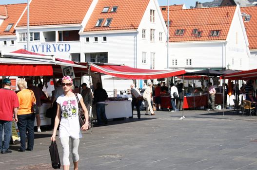 Popular fish market in Bergen. 