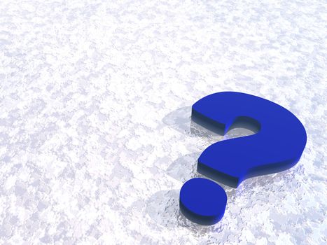 bl question mark on snow background - 3d illustration