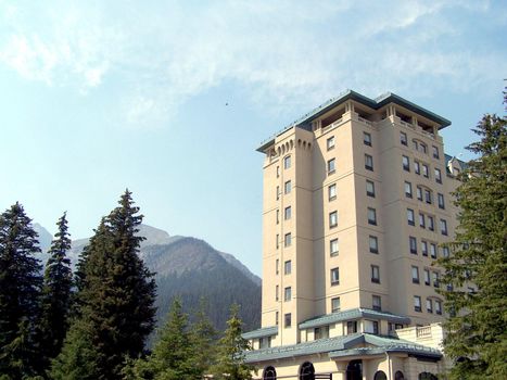 chateau lake louise on the shore of lake louise, banff national park, alberta, canada