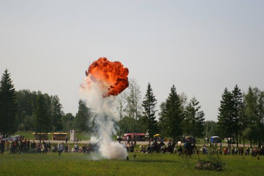 Pyrotechnic explosion on a floor