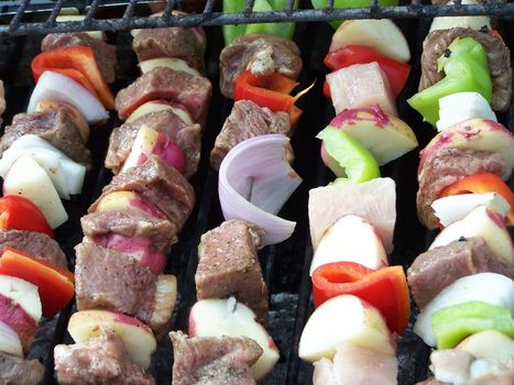 shish kabob on the grill.