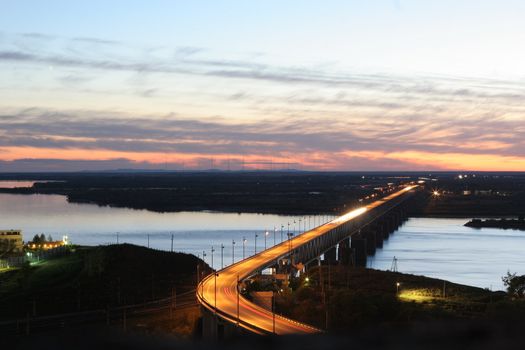 The bridge through the Amur river