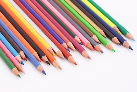 collection of colorful pencils isolated on white