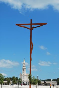 crucifixion of Jesus on a modern cross in Fatima