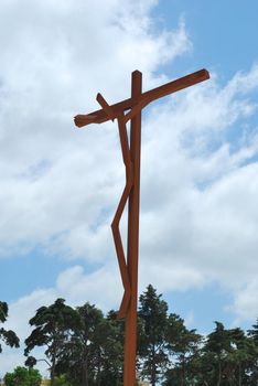 crucifixion of Jesus on a modern cross in Fatima