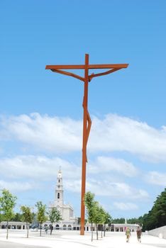 crucifixion of Jesus on a modern cross in Fatima