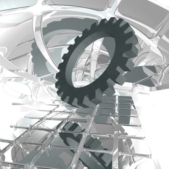 gear wheel in abstract space - 3d illustration