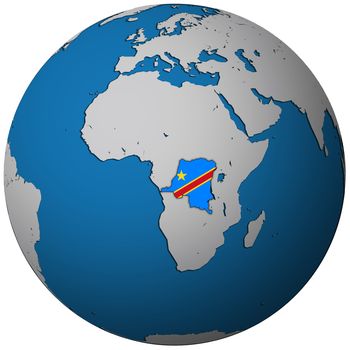 congo territory with flag on map of globe