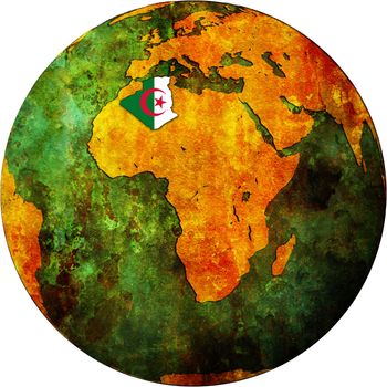 algeria territory with flag on map of globe