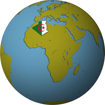 algeria territory with flag on map of globe