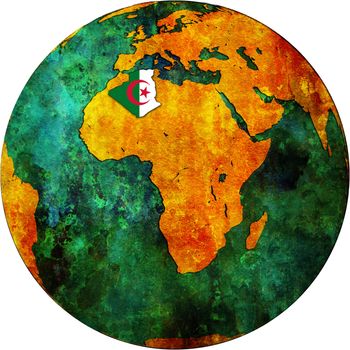 algeria territory with flag on map of globe