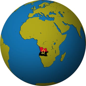 Angola territory and flag on map of globe