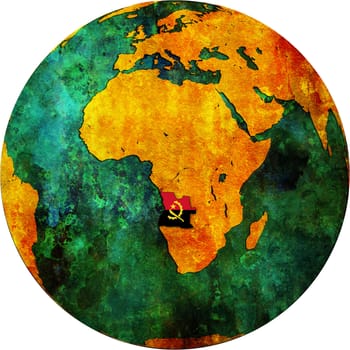 Angola territory and flag on map of globe