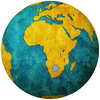 botswana territory with flag on map of globe