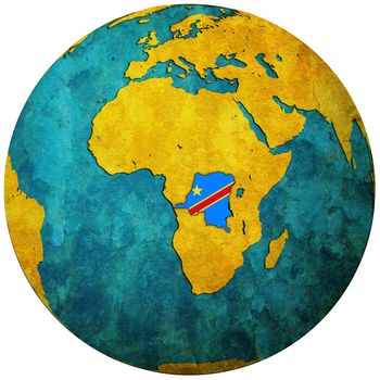 congo territory with flag on map of globe