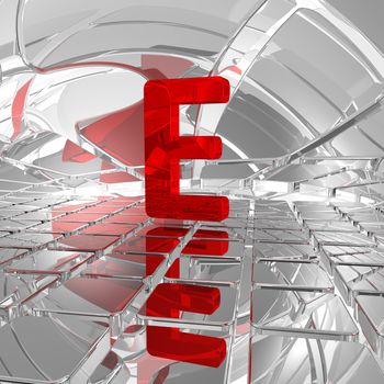 red uppercase letter e in futuristic space - 3d illustration